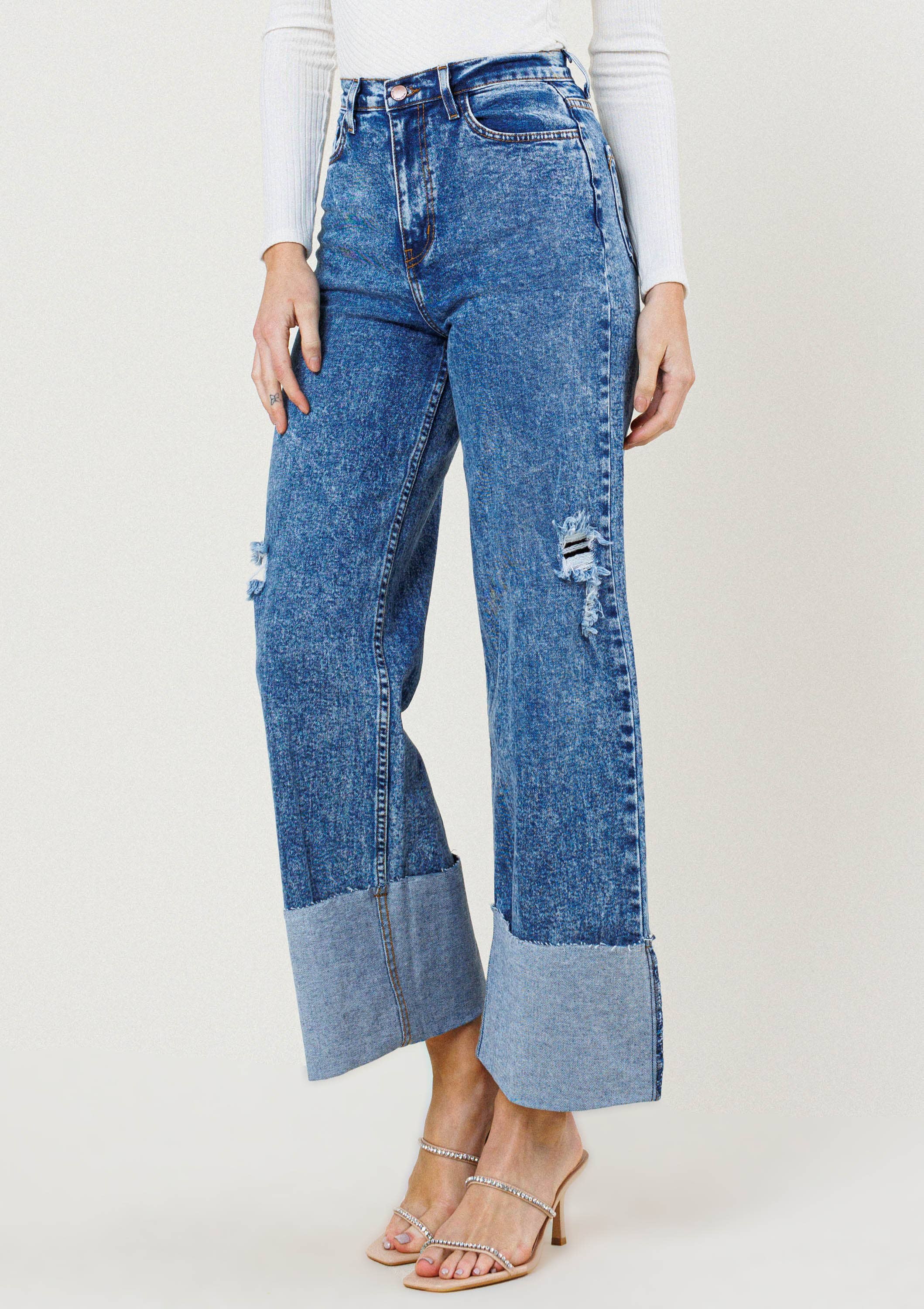 Sweet Dreams Wide Leg Cuff Jeans