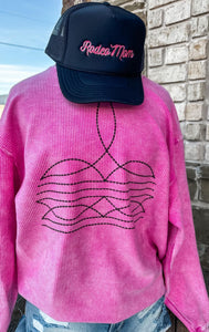 Boot Stitch Corded Crewneck