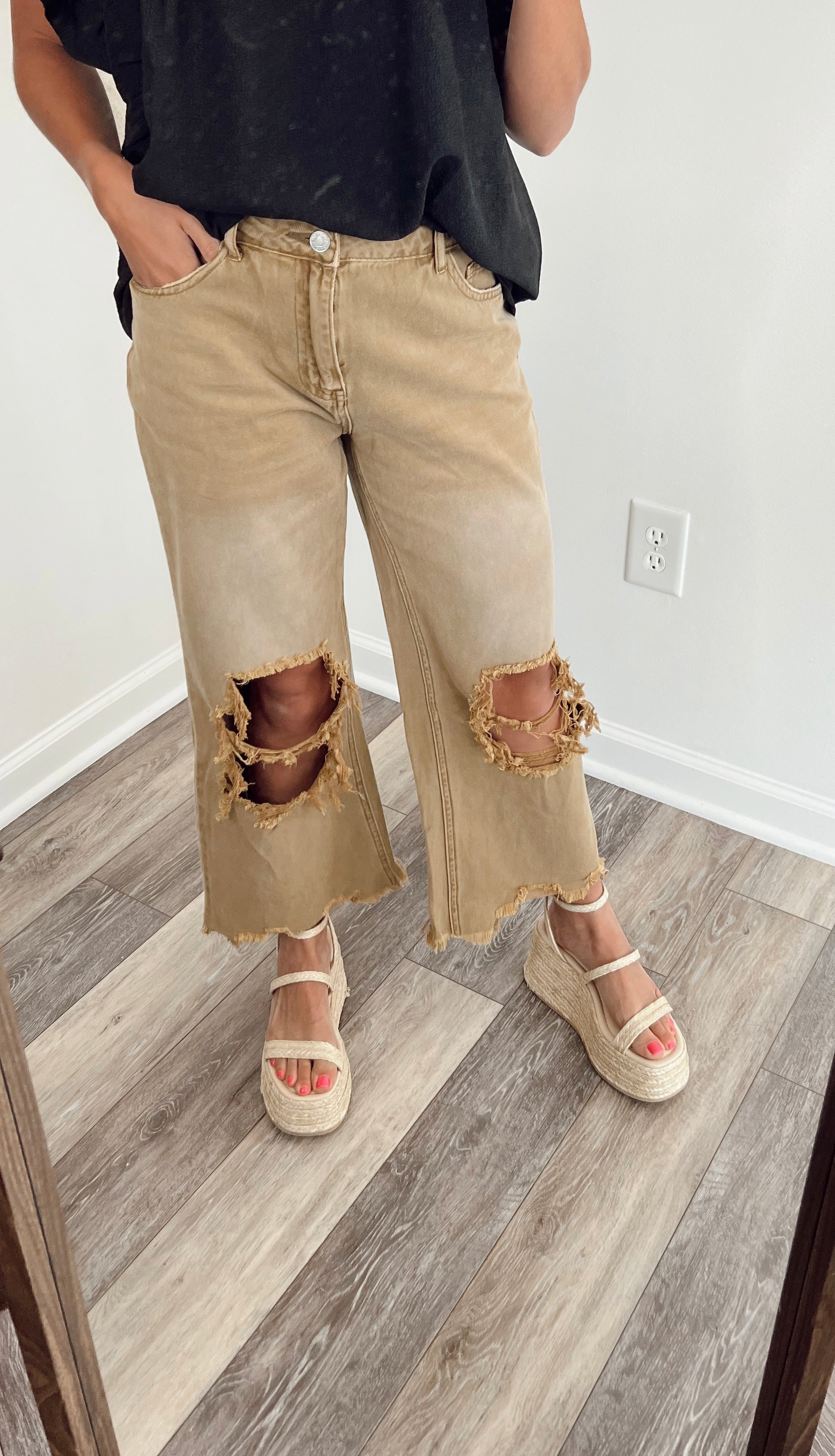 The Vintage Tan Distressed Jeans